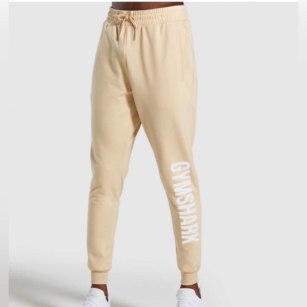 Gymshark Men’s Beige Maximize Logo Joggers Size Medium